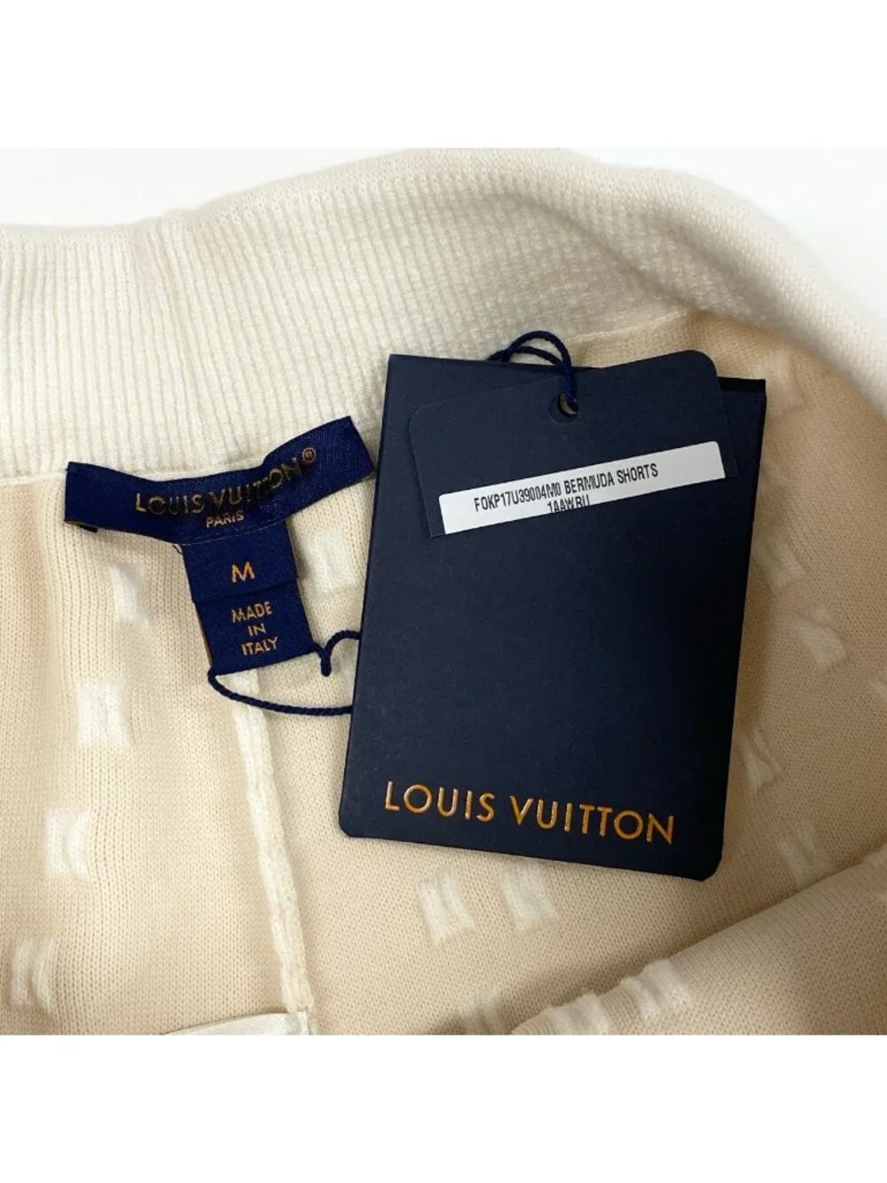 Louis Vuitton Chunky Stripe Logo Jacquard Shorts Ivory M